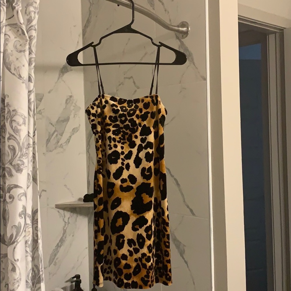 Suede Cheetah Print Mini Dress